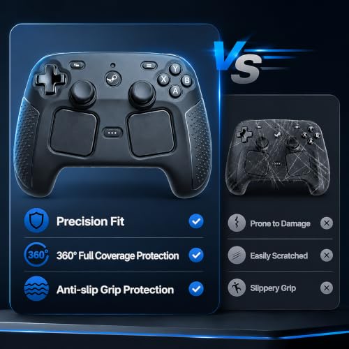 Protective Skin for 2026 Steam Controller 2, Soft Silicone Cover Case, Anti-Slip Shockproof Black Shell for Full Protection, Steam Controller Accessories