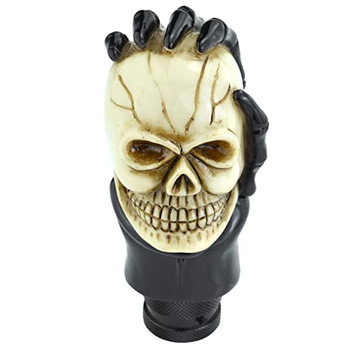 Skull Car Shift Knob Manual Gear Lever Stick Shifter Handle | Weighted Resin Skull Head Gear Shift Grip, Hot Rod Style Racing Modification Fit Most Manual Transmission Vehicles, Beige - color: Beige