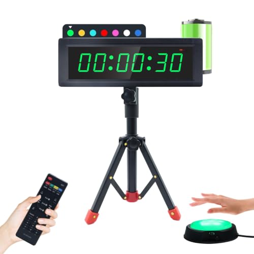 Gym Timer Clock with Remote Control & Push Button,7 RGB Color, Programmable Interval Timer, Countdown/Up Stopwatch,Wall Clock for Home Gym Garage,Portable Training Accessories(Battery+Stand) - style: battery+stand