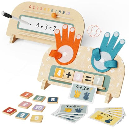 Montessori Math Toy for Kids 3-5, Double-Sided Finger Counting Board with Writing Board & Number Blocks, Preschool Learning Toy for Addition & Subtraction, Educational Gift - size: SIZE B