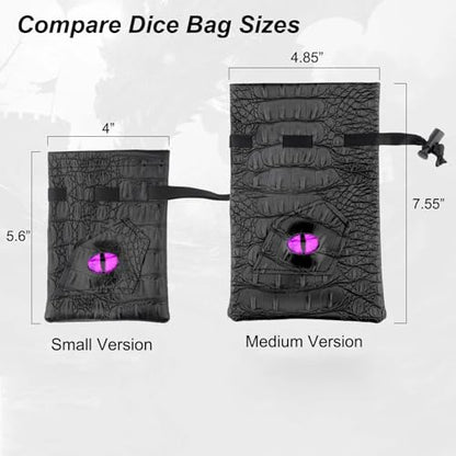 Haxtec Dragon Dice Bag PU Leather DND Dice Pouch with 3D Glass Dragon Eye, Small Drawstring Bag for Dungeons & Dragons, D&D Gamer Gifts for Dragon Lovers, Patent D893867