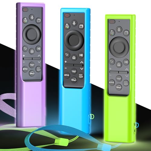 Remote Cover for Samsung Smart TV, Silicone Protective Case for Solar Cell BN59-01357 BN59-01385 BN59-01265A BN59-01388A Controller Case Skin Sleeve Purple Blue Green - color: Purple Blue and Green