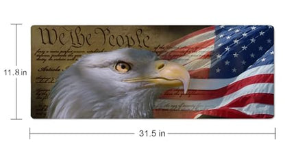Large Mouse Pad, Desk Mat, Gaming Mouse Pad, Bald Eagle on American Flag Mouse Pad for Desk, Desk Pad for Keyboard Mice, Desk Mat for Desktop, Extended Long Mousepad Thin, 31.5 x 11.8 Inch - color: Bald Eagle on American Flag