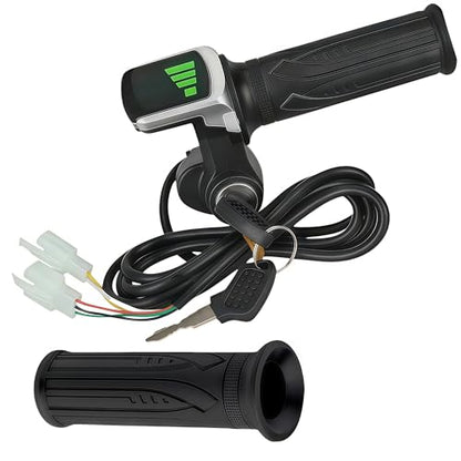 48V Ebike Full Twist Throttle, with LED Display with Key Lock | 7/8-inch (22mm) handlebars, Constructed from ABS + rubber with anti-slip texture, for Ebike Motorcycle Scooter