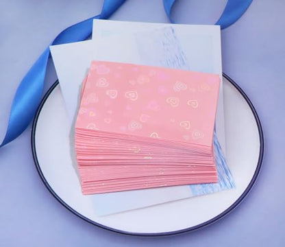 ONLYKXY 100pcs Soft Clear Plastic Heart Glitter Bag Storage Pouch Laser Sleeve Cover Pocket Holder Holographic Photo Protector Top Loader for 3in Trading Card Coin Jewelry (Light Pink) - color: Light Pink