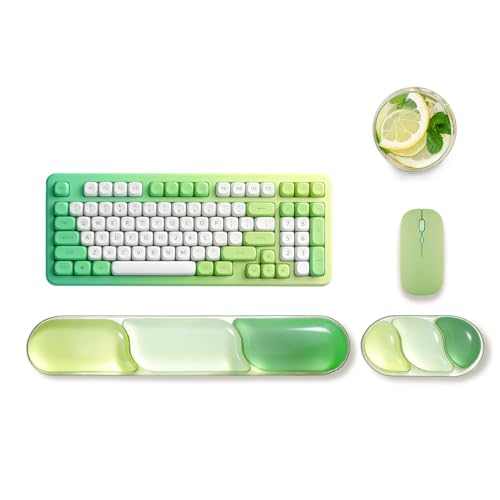 2 Pcs Gel Wrist Rest for Keyboard,Ergonomic Mouse Pad for Typing | Silicone Mouse Wrist Set,Mouse Pad with Wrist Rest,Gel Keyboard Mouse Pad,Non Slip,for Pain Relief Computer Typing - color: Green