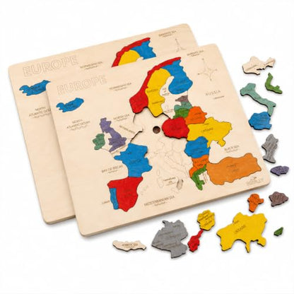 Europe Map Wooden Jigsaw Puzzle for Kids | 33 Puzzle Pieces | Learning & Educational Toy Gift for Boys & Girls Ages 4 Years and Above - style: Europe Map