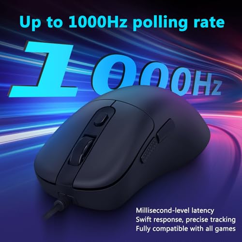 Redragon Wired Gaming Mouse, Lightweight Ergonomic Optical Mouse, 5 Adjustable DPI Up to 24000, 6 Programmable Buttons, Soft Braided Cable for Windows PC Gamers & Laptop - Black