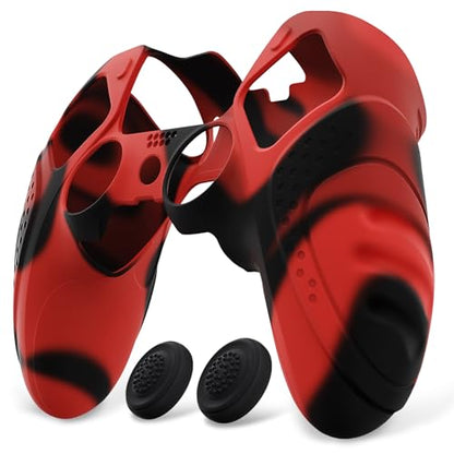 PlayVital Guardian Edition Anti-Slip Ergonomic Silicone Cover Case for ps5 Edge Controller, Soft Rubber Protector Skin for ps5 Edge Wireless Controller with Thumb Grip Caps - Red & Black - color: Red & Black