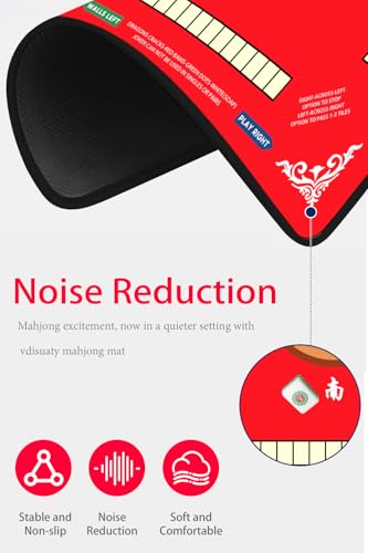 Mahjong Mat with Rule, 31.5x31.5Inch American Mahjongg Table Mat (Red) | Anti-Wrinkle&Foldable Neoprene Mahjongg Travel Mat for Table with Learning Rule, Anti-Slip Noise Reduction Includes Carry Bag - color: Red