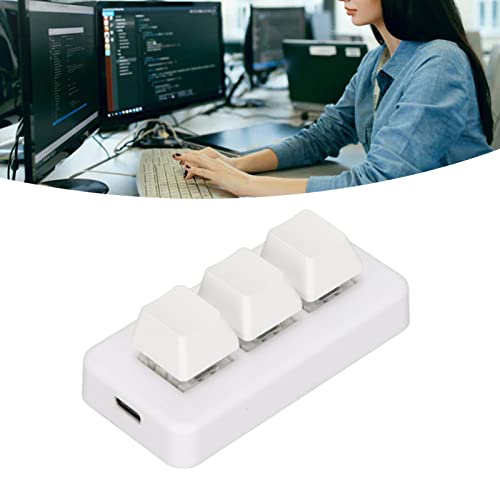 GOWENIC USB Mini 3Keys Keyboard, Cut Copy Paste Macro Pad Keyboard, Programmable OSU Keypad with RGB Led, One Handed Mechanical Gaming Keyboard (White) - color: White