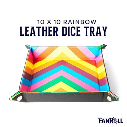 FanRoll Fold Up Dice Tray w/PU Leather Backing: Leather Rainbow, Role Playing Game Dice Accessories for Dungeons and Dragons - color: Rainbow