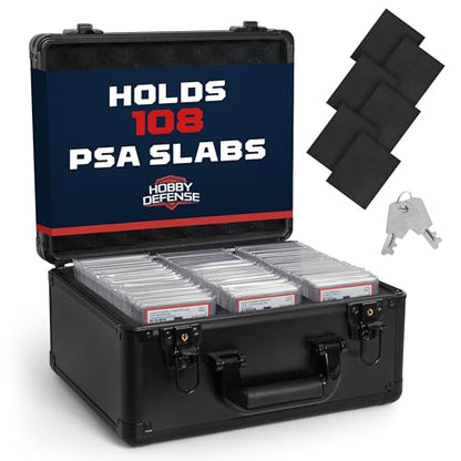 3 ROW Graded Card Storage Box, Holds 105+ PSA Slab Case for Sports Cards, Trading Card Case with Lock, BGS Card Carrying Case, Card Storage - size: 3 Row