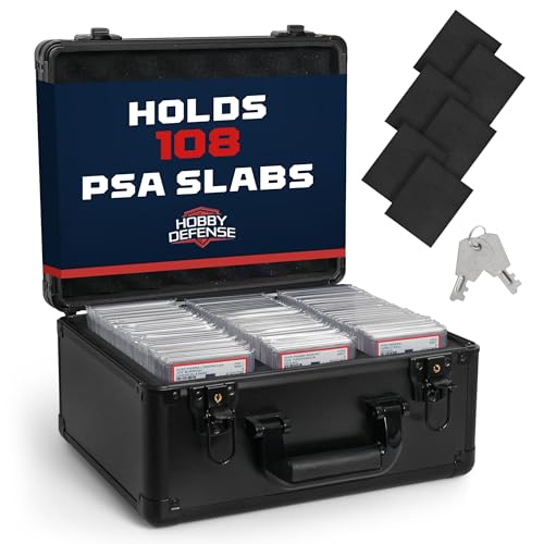 3 ROW Graded Card Storage Box, Holds 105+ PSA Slab Case for Sports Cards, Trading Card Case with Lock, BGS Card Carrying Case, Card Storage - size: 3 Row