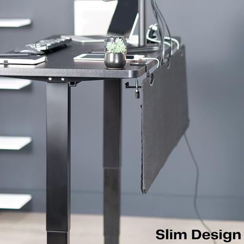 VIVO Black Clamp-on 60 inch Desk Cable Management Sleeve, DESK-SKIRT-60P | Privacy Desk Skirt, Cable Organizer, Wire Hider Kit Panel System - size: 60" Panel