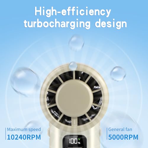 Portable Handheld Fan, 3 in 1 High-Speed Turbo Mini Fans, 3600mAh Rechargeable Personal Fan with LED Display,90°Foldable Small Pocket Fans for Travel/Commute/Outdoor, Gifts for Women Man - style: BG-01
