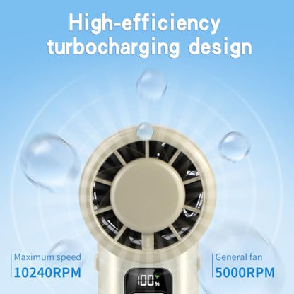 Portable Handheld Fan, 3 in 1 High-Speed Turbo Mini Fans, 3600mAh Rechargeable Personal Fan with LED Display,90°Foldable Small Pocket Fans for Travel/Commute/Outdoor, Gifts for Women Man - style: BG-01