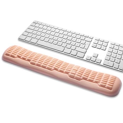 UnivoColors Memory Foam Keyboard Wrist Rest,Latest 3.0 Wave Curve Design,High-Resilience Memory Foam,Non-Slip Base Fits,Full-Sized Keyboards,Ideal for Work and Gaming(Flesh Pink) - color: Flesh Pink, style: Full Size Keyboard Wrist Rest