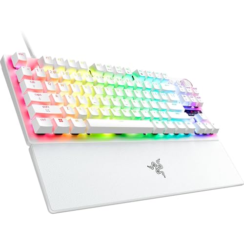 Razer Huntsman V3 Pro TKL 8KHz Esports Gaming Keyboard: Analog Optical Switches Gen 2-8000 Hz Polling Snap Tap - Rapid Trigger - Adjustable Actuation - Media Controls - PBT Keycaps - White - color: White, size: TKL, style: 8000 Hz Polling