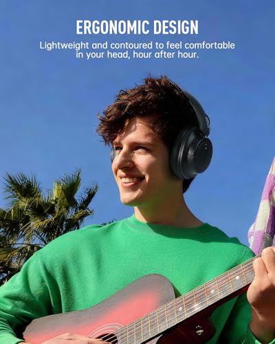 EKSA Wireless Headphones Over Ear, Bluetooth Headphones with Microphone, Hi-Res Audio, 90H Playtime, 6 EQ Modes, Lightweight, Foldable, Bluetooth Headset for PC/Cellphone/Home/Travel/Office Black