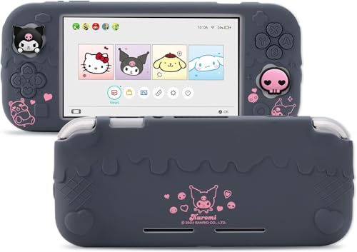 Kuitmor Switch Lite Protective Case,Soft Silicone Protective Shell,Anti-Scratch Protective Cover Case for Switch Lite with 2 Thumb Grip Caps（Purple Kuromi） - color: Purple Kuromi