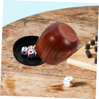 VOSAREA Wooden Dice Rolling Cup Set with Lid Capacity Shaking Box for Board Games Includes Small Dice and Easy to Clean Storage Cup