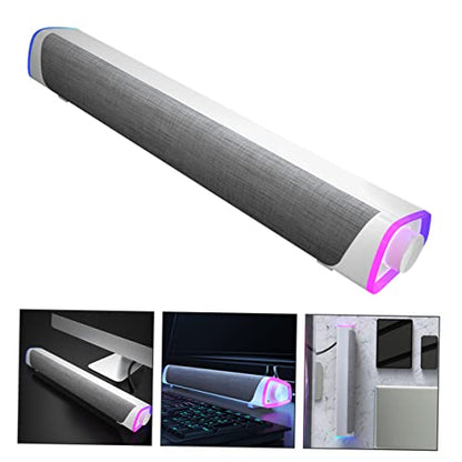 Angoily Computer Soundbar Gaming Soundbar for Monitor Dual Speaker Sound Box Stereo Speaker Music Player for White - color: White