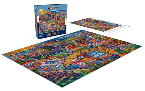Buffalo Games - Eric Dowdle Get Your Kicks on Route 66-1000 Piece Puzzle | Made in USA, Recycled Board, Finished Size 26.75 x 19.75 in, Includes Poster, Giftable, Frameable Art