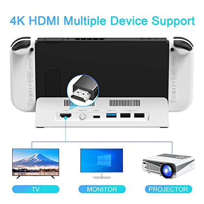 KEKUCULL TV Docking Station for Switch,Docking Station with 4K 1080P HD Adapter and USB 3.0 Port,Replacement for Official Switch Dock(White)