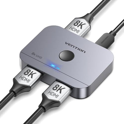 VENTION 8K HDMI Switch 2 in 1 Out, HDMI Switch 4K 120Hz with LED Indicators/HDMI 2.1 Switch/HDMI 2 in 1 Out Switcher Support 8K 4K 3D HDR for Xbox PS5/4/3 Blu-Ray TV/Player/Laptop PC - color: 8K