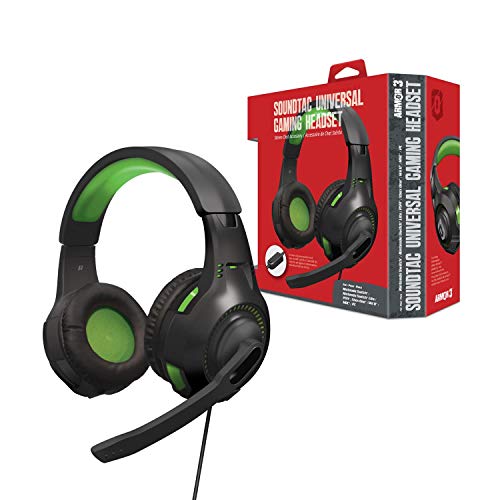 Armor 3 SoundTac Universal Gaming Headset with Inline Volume Control -Green | Compatible with Switch 2/Switch/Xbox Series X|S, PS5/PS4/PC with Clear Stereo Sound, 4 ft. Cable - color: Green