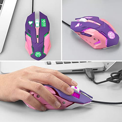 HXMJ Purple Wired USB Computer Mouse,7 Colors Backlit,Silent Buttons for MacBook,Computer PC,Laptop - color: Purple