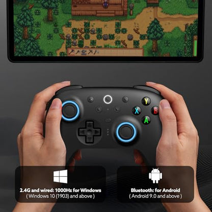 8Bitdo Ultimate 2 Wireless 2.4G Controller (Black) | For Windows PC, Apple, Steam & Android, TMR Joystick, Star-Ring RGB Lights, Adjustable Trigger Locks, Charging Dock Included - color: Black