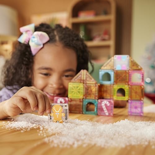 MAGNA-TILES microMAGS 24-Piece Gingerbread House Travel Set, The Original Magnetic Building Brand - style: Gingerbread