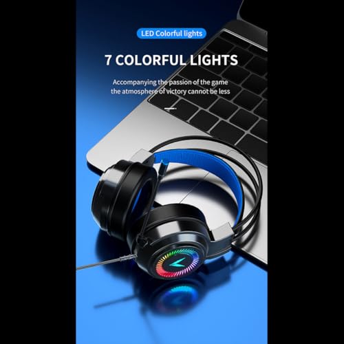OSALADI Wired Gaming Headset with Microphone 7.1 Surround Sound Over-Ear Headphones for PC Gaming, Soft Ear Pads, 3.5mm Jack, Black, Suitable for Competitive Gamers and Travel Use