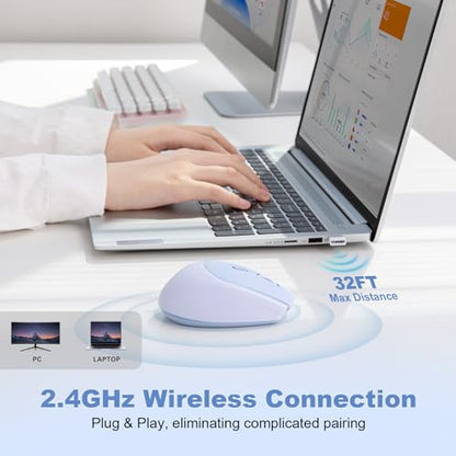 YUNZII C2 Wireless Mouse,2.4GHz Cute Silicone Noiseless Wireless Computer Mouse, Quiet Clicks, 3 Adjustable DPI, 1600 DPI Optical Tracking, Portable Ergonomic Mice for Laptop/PC/Mac (Blue) - color: Blue