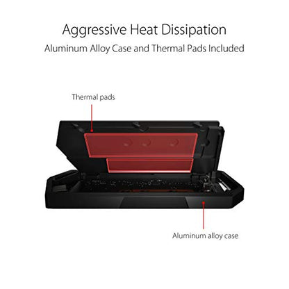 ASUS ROG Strix Arion Aluminum Alloy M.2 NVMe SSD Enclosure Case Adapter, USB 3.2 Gen 2 Type-C ,10 Gbps, USB-C to C and USB-C to A Cables, Fits PCIe 2280/2260/2242/2230 M Key/B+M Key, 1 Year Warranty - size: Black|up to 10Gbps, style: ROG Arion