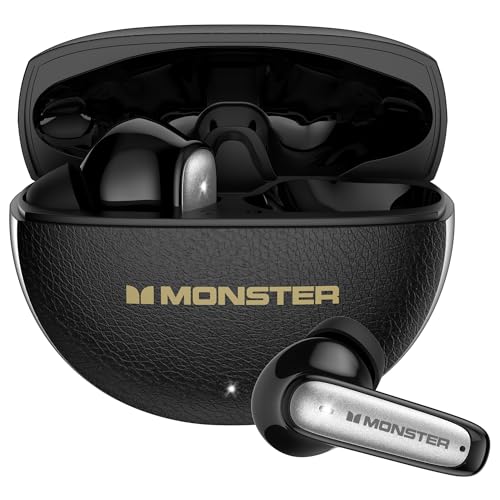 Monster Wireless Earbuds, Bluetooth 6.0 Headphones Deep Bass, Black