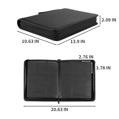 Prilino Ringless Trading Card Binder, 9 Pocket, 432 Storage Capacity, Black | Premium Double-Sided PU Leather & Side Load Design, Smooth Page Turning, Tight Zip Closure, Conveniently Fits Sleeved Cards - color: Black