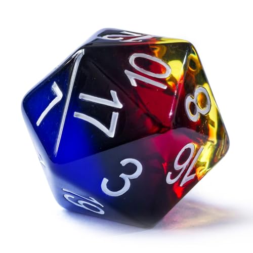 Bescon Jumbo 20 Sides Dice 1.5 inch in Colorful Multi-Layer Design, 38MM Over-Sized D20 Dice Big Size Multi Layered Rich Colors - color: 4-layered Semi-translucent Colors