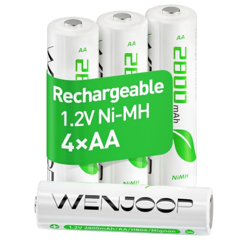Rechargeable AA Batteries, 2800mAh High Capacity, NiMH AA Rechargeable Batteries 4Pack Long Battery Life Double AA Batteries for Household, Toys & Gaming Controllers - 1.2V Low Self Discharge - size: 4 Count
