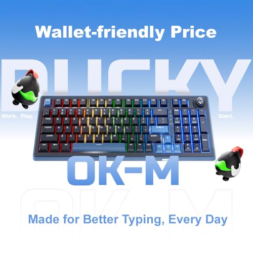 Ducky OK-M - 75% Wireless Mechanical Gaming Keyboard : Gasket-Mount Design, Hot-Swappable Switches, Five-Layer Acoustic Dampening, RGB, USB-C, 2.4Ghz, Bluetooth, Wine Red Switch - size: OK-M-75, style: KTT Wine Red Switch