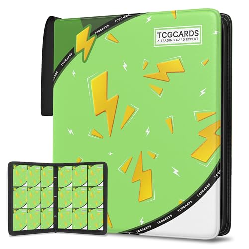 Trading Card Binder 9 Pocket,Card Binder 900 Pockets,Card Book Holder Cards with 50 Removable Sleeves,3-Ring Zip Design MTG/TCG/Sport Collectible Trading Card Albums Gifts for Boys and Girls (Green) - color: Green, size: Large