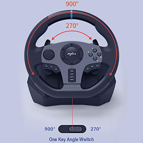 PXN V9 Gaming Racing Wheel pc Steering Wheel With Pedals and Shifter 270/900° Dual-Motor Feedback Driving gaming Racing Wheel for PC,PS4,PS3,Xbox One, Xbox Series X/S,N-Switch
