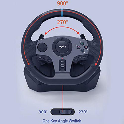 PXN V9 Gaming Racing Wheel pc Steering Wheel With Pedals and Shifter 270/900° Dual-Motor Feedback Driving gaming Racing Wheel for PC,PS4,PS3,Xbox One, Xbox Series X/S,N-Switch