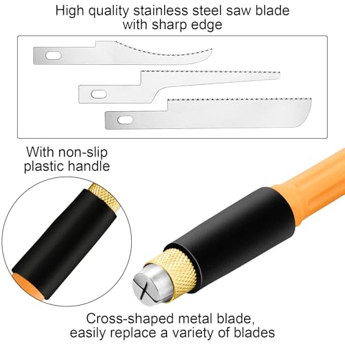Honoson Mini Hand Saw Model Tools Small Hobby Saw Blades Kit with 9 Tiny Razor Hacksaw Blades for Miniatures, Modeling, DIY Crafts, Plastic Models, Wood (Yellow,Style 1) - color: Yellow, style: Style 1