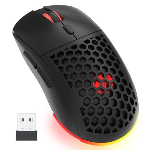 Honeycomb M32 Wireless Gaming Mouse - 2.4GHz RGB Rechargeable Ergo Mouse with Silent Clicks & 3200 DPI for PC/Mac (Black) - color: Black