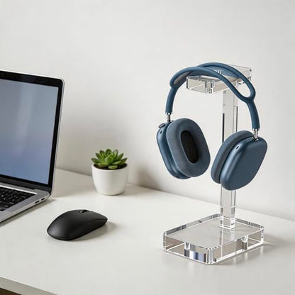Clear Acrylic Headphone Stand for Desk, Solid One-Piece Headset Holder, Stable Non-Slip Base, Universal Headphone Hanger for Gaming Setup, Office Desk & Home Organization - color: Clear