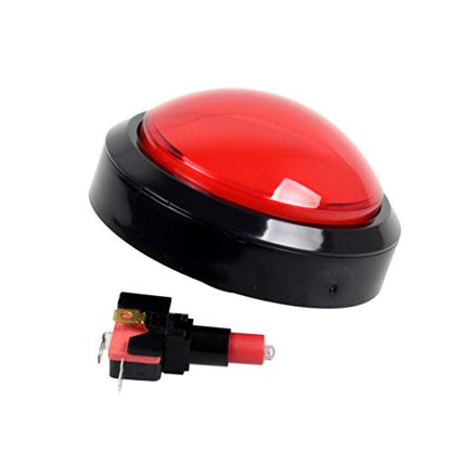 Arcade Buttons EG STARTS 100mm Big Dome Convex Type LED Lit Illuminated Push Button for Arcade Machine Video Games Parts & Red DC 12V