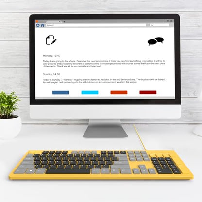 COLIKES Wired Keyboard, Ultra-Thin USB Wired Computer Keyboard, Low-Profile Keys, Spill-Resistant, Multimedia Keys, Compatible with Windows, Mac, Chrome, Linux, and Android-Yellow - color: Yellow